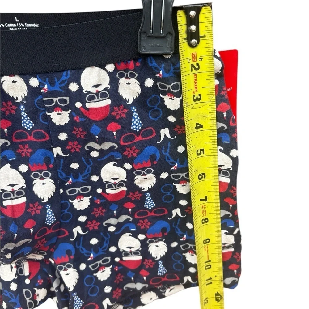 Mens Festive Red and Blue Boxer Briefs with Elastic Waistband Size L NWT